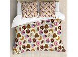 Abakuhaus Copripiumino Caffè, Tazze Da Caffè Biscotti, Antiacaro, Adatto A Chi Soffre Di Allergie, Con Federe, 200 Cm X 200 Cm - 80 X 80 Cm, Multicolore