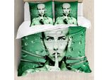 Abakuhaus Copripiumino Futuristico, Ragazza Robot In Vetro, Antiacaro, Adatto A Chi Soffre Di Allergie, Con Federe, 200 Cm X 200 Cm - 80 X 80 Cm, Verde Verde