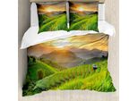 Abakuhaus Copripiumino Land, Green Farm Landscape, Antiacaro, Adatto A Chi Soffre Di Allergie, Con Federe, 200 Cm X 200 Cm - 80 X 80 Cm, Multicolore
