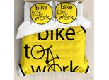 Abakuhaus Copripiumino Giallo, Tema Healthy Life, Antiacaro, Adatto A Chi Soffre Di Allergie, Con Federe, 200 Cm X 200 Cm - 80 X 80 Cm, Giallo E Nero