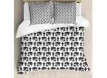 Abakuhaus Copripiumino Egiziano, Motivo Geroglifico, Antiacaro, Adatto A Chi Soffre Di Allergie, Con Federe, 200 Cm X 200 Cm - 80 X 80 Cm, Bianco E Nero