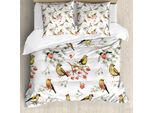 Abakuhaus Copripiumino Per Animali Domestici, Uccelli Colorati Della Foresta, Antiacaro, Adatto A Chi Soffre Di Allergie, Con Federe, 200 Cm X 200 Cm - 80 X 80 Cm, Multicolore