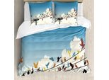 Abakuhaus Copripiumino Colorato, Sagome Di Animali E Uccelli, Antiacaro, Adatto A Chi Soffre Di Allergie, Con Federe, 200 Cm X 200 Cm - 80 X 80 Cm, Multicolore