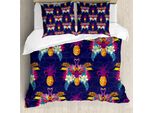 Abakuhaus Copripiumino Tropicale, Fiori Chiari E Ananas, Antiacaro, Adatto A Chi Soffre Di Allergie, Con Federe, 155 Cm X 220 Cm - 80 X 80 Cm, Multicolore