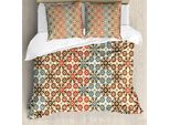 Abakuhaus Copripiumino Astratto, Motivi, Antiacaro, Adatto A Chi Soffre Di Allergie, Con Federe, 155 Cm X 220 Cm - 80 X 80 Cm, Beige E Marrone