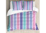 Abakuhaus Copripiumino Pastello, Pois Con Strisce, Antiacaro, Adatto A Chi Soffre Di Allergie, Con Federe, 155 Cm X 220 Cm - 80 X 80 Cm, Viola E Blu-Viola