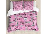 Abakuhaus Copripiumino Rosa, Tema Musicale Vintage Retrò, Antiacaro, Adatto A Chi Soffre Di Allergie, Con Federe, 155 Cm X 220 Cm - 80 X 80 Cm, Rosa