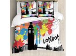 Copripiumino Abakuhaus Retro, Vista Colorata Della Città Di Londra, Antiacaro, Adatto A Chi Soffre Di Allergie, Con Federe, 155 Cm X 220 Cm - 80 X 80 Cm, Multicolore