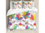 Abakuhaus Copripiumino Con Fiori, Fiori Colorati, Antiacaro, Adatto A Chi Soffre Di Allergie, Con Federe, 155 Cm X 220 Cm - 80 X 80 Cm, Multicolore