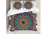 Abakuhaus Copripiumino Mandala, Motivi Colorati, Antiacaro, Adatto A Chi Soffre Di Allergie, Con Federe, 200 Cm X 200 Cm - 80 X 80 Cm, Multicolore
