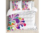 Abakuhaus Set Copripiumino Colorato Per Letti Matrimoniali, Motivo Floreale Sinuoso, Antiacaro, Adatto A Chi Soffre Di Allergie, Con Federe, Multicolore