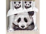 Abakuhaus Copripiumino Per Animali Domestici, Panda Acquerellato, Antiacaro, Adatto A Chi Soffre Di Allergie, Con Federe, 200 Cm X 200 Cm - 80 X 80 Cm, Beige, Bianco E Nero