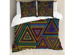Abakuhaus Copripiumino Geometrico, Design Arcobaleno, Antiacaro, Adatto A Chi Soffre Di Allergie, Con Federe, 155 Cm X 220 Cm - 80 X 80 Cm, Multicolore