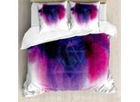 Abakuhaus Copripiumino Astrologia, Segni Mistici, Antiacaro, Adatto A Chi Soffre Di Allergie, Con Federe, 200 Cm X 200 Cm - 80 X 80 Cm, Blu Navy-Bianco-Fucsia