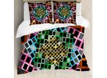 Abakuhaus Set Copripiumino Geometrico Per Letti Matrimoniali, Colore Quadrati Frames, Antiacaro, Adatto A Chi Soffre Di Allergie, Con Federe, Multicolore