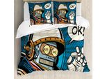 Abakuhaus Copripiumino Moderno, Robot Futuristico Dei Fumetti, Antiacaro, Adatto A Chi Soffre Di Allergie, Con Federe, 200 Cm X 200 Cm - 80 X 80 Cm, Multicolore