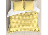 Abakuhaus Set Copripiumino Geometrico Per Letti Matrimoniali, Forma Triangolare-Quadrata, Antiacaro, Adatto A Chi Soffre Di Allergie, Con Federe, Calendula E Bianco