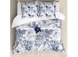 Abakuhaus Copripiumino Shabby Flora, Garden Spring Roses, Antiacaro E Anallergico, Con Federe, 155 Cm X 220 Cm - 80 X 80 Cm, Blu, Grigio E Bianco