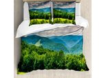 Abakuhaus Copripiumino Paesaggio, Paesaggio Montano, Antiacaro, Adatto A Chi Soffre Di Allergie, Con Federe, 155 Cm X 220 Cm - 80 X 80 Cm, Verde Bosco