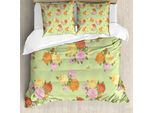Abakuhaus Copripiumino Shabby Flora, Fiori Vintage Rosa, Antiacaro, Adatto A Chi Soffre Di Allergie, Con Federe, 200 Cm X 200 Cm - 80 X 80 Cm, Verde Chiaro Rosa Pallido