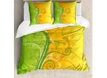 Abakuhaus Copripiumino Moderno, Motivo Floreale, Antiacaro, Adatto A Chi Soffre Di Allergie, Con Federe, 200 Cm X 200 Cm - 80 X 80 Cm, Verde Chiaro Marigold