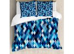 Abakuhaus Copripiumino Moderno, Esagoni Blu, Antiacaro, Adatto A Chi Soffre Di Allergie, Con Federe, 155 Cm X 220 Cm - 80 X 80 Cm, Multicolore