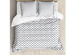 Abakuhaus Copripiumino Moderno, Zig Zag Chevron Waves, Antiacaro, Adatto A Chi Soffre Di Allergie, Con Federe, 155 Cm X 220 Cm - 80 X 80 Cm, Grigio Bianco