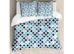 Abakuhaus Copripiumino Moderno, Cerchi Blu Moderni, Antiacaro, Adatto A Chi Soffre Di Allergie, Con Federe, 155 Cm X 220 Cm - 80 X 80 Cm, Multicolore