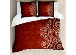 Abakuhaus Burgund Copripiumino, Ombre Fiori-Strudel Ivy, Antiacaro Adatto A Chi Soffre Di Allergie Con Federe, 155 Cm X 220 Cm - 80 X 80 Cm, Crema E Rubino