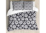 Abakuhaus Copripiumino Con Motivi Floreali, Denti Di Leone In Fuga, Antiacaro, Adatto A Chi Soffre Di Allergie, Con Federe, 200 Cm X 200 Cm - 80 X 80 Cm, Bianco E Nero