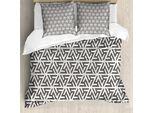 Abakuhaus Set Copripiumino Moderno Per Letti Matrimoniali, Triangoli Geometrici Bianchi, Antiacaro, Adatto A Chi Soffre Di Allergie, Con Federe, Verde Militare E Bianco