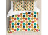 Copripiumino Abakuhaus Retro, Hipster Tupfen Tile, Antiacaro, Adatto A Chi Soffre Di Allergie, Con Federe, 155 Cm X 220 Cm - 80 X 80 Cm, Multicolore