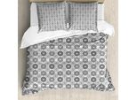 Abakuhaus Copripiumino Geometrico, Esagoni Astratti, Antiacaro, Adatto A Chi Soffre Di Allergie, Con Federe, 155 Cm X 220 Cm - 80 X 80 Cm, Grigio Chiaro