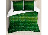 Abakuhaus Copripiumino Verde, Mosaico Digitale Pixel Grid, Antiacaro, Adatto A Chi Soffre Di Allergie, Con Federe, 200 Cm X 200 Cm - 80 X 80 Cm, Verde