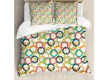 Copripiumino Abakuhaus Retro, Cerchi Colorati Scarabocchiati, Antiacaro, Adatto A Chi Soffre Di Allergie, Con Federe, 200 Cm X 200 Cm - 80 X 80 Cm, Multicolore