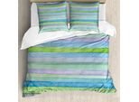 Abakuhaus Copripiumino Blu, Motivo A Strisce Acquerellate, Antiacaro, Adatto A Chi Soffre Di Allergie, Con Federe, 155 Cm X 220 Cm - 80 X 80 Cm, Blu, Verde, Viola