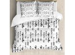 Abakuhaus Copripiumino Tribale, Forma Sketch, Antiacaro, Adatto A Chi Soffre Di Allergie, Con Federe, 200 Cm X 200 Cm - 80 X 80 Cm, Bianco E Nero