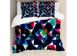 Abakuhaus Copripiumino Geometrico, Mosaico Colorato Retrò, Antiacaro, Adatto A Chi Soffre Di Allergie, Con Federe, 200 Cm X 200 Cm - 80 X 80 Cm, Multicolore