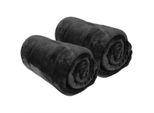 Coperta "Celina"" In Confezione Da 2 - Coperta Soffice Di Alta Qualità, 70 X 100 Cm - Nero"