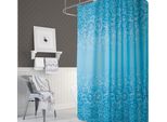 Tenda Doccia Tessile 240X200 Cm Mosaico Blu Bianco Incl. Anelli Doccia