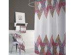 Tenda Da Doccia Tessile 240X200 Cm Con Mandala Patchwork Colorato, Incl. Anelli Doccia