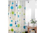 Tenda Da Doccia Peva 120X180 Cm Sylt A Pois Bianco Blu Verde Incl. Anelli Per Tenda Da Doccia