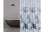 Tenda Da Doccia Tessile Palme Grigio Nero 240X200 Cm Grigio Chiaro Incl. Anelli Per Tenda Da Doccia