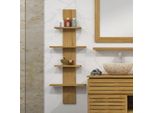 Mensola Da Parete Teako Design Teak 150X50Cm - Mensola Da Bagno In Legno Massiccio 4 Scomparti - Resistente Alle Intemperie E All'acqua
