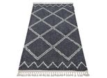 Tappeto Berber Asila B5970 Grigio / Bianco Frange Berbero Marocchino Shaggy Grigio 160X220 Cm