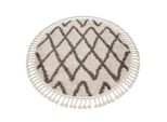 Tappeto Berber Beni Cerchio Crema Frange Berbero Marocchino Shaggy Beige Ruota 120 Cm