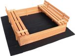 Sabbiera Con Copertura 2 Panche 98 X 98 X 21 Cm, Sabbiera In Legno Con Panche Pieghevoli, Sabbiera Con Copertura, Sabbiera Con Base In Pile