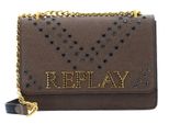 Replay Borsa A Tracolla Borsa Da Sera Canvas Shoulder Bag With Studs Pale Grey Brown Marrone