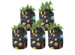 Abakuhaus Contenitori Per Coltivazione, Confezione Da 5, Sun Earth Constellations, Contenitori In Tessuto Ad Alte Prestazioni Con Manici Per Piante, 7 Galloni, Multicolore