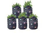 Abakuhaus Contenitori Per Coltivazione, Confezione Da 5, Alien Planet Asteroid, Contenitori In Tessuto Ad Alte Prestazioni Con Manici Per Piante, 7 Galloni, Multicolore